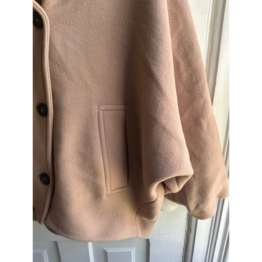 Zara Wool Blend Cape Coat Camel XS/S Oversized Cocoon Jacket 75% Wool - Picture 6 of 8